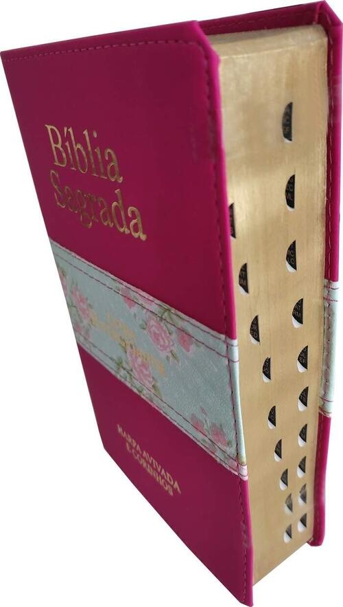 Bblia Letra Hiper Gigante | Harpa Avivada e Corinhos | Bicolor Pink Primavera