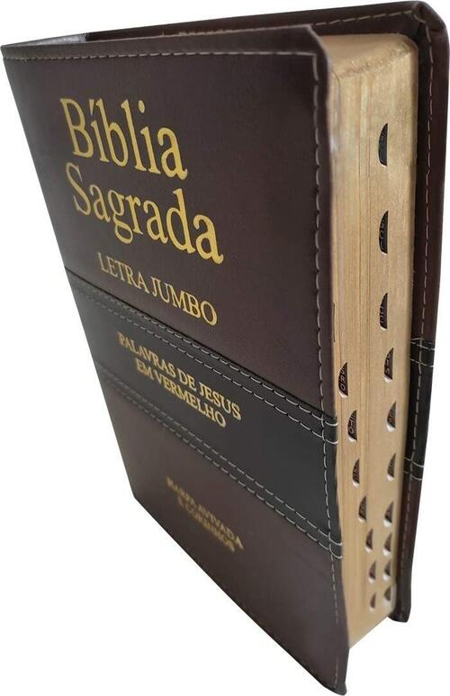 Bblia Letra Jumbo | Harpa Avivada e Corinhos | RC | Bicolor Marrom e Preto