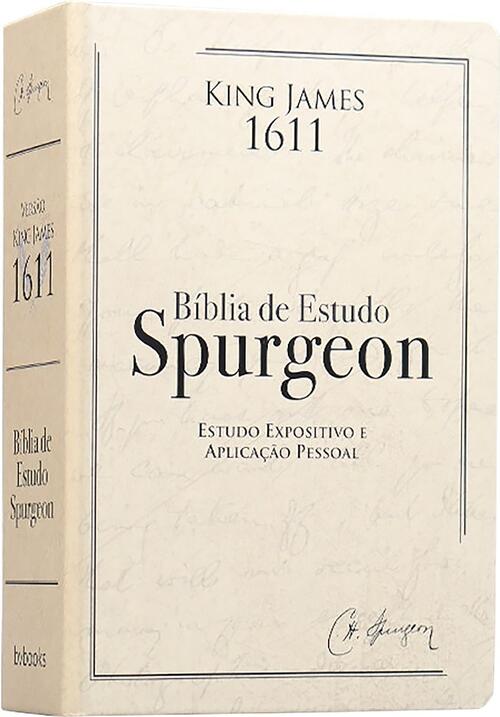 Bblia de Estudo Spurgeon | King James 1611 | Letra Grande | Luxo | Creme