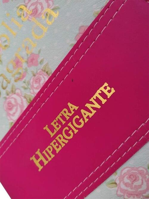Bblia Letra Hiper Gigante | Harpa Avivada e Corinhos | Bicolor Floral Pink