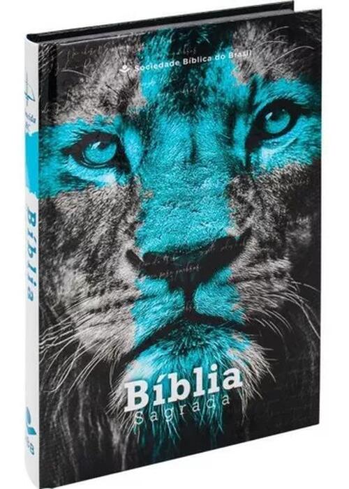 Biblia sagrada capa dura leão azul RC - Editora SBB