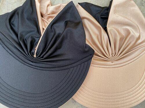 Viseira Turbante UV50+ DUPLA-FACE - Premium cor Preta e Nude