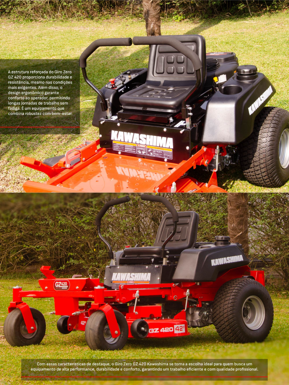 Trator Cortador de Grama Giro Zero Kawashima GZ 420 21 HP - a