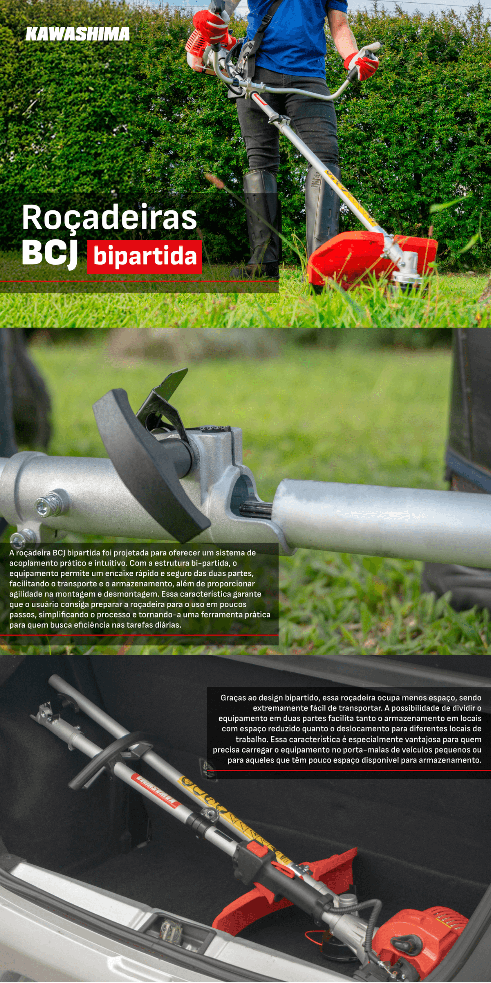 Roçadeira Lateral Kawashima BCJ 520-LS Bipartida Serie E - a