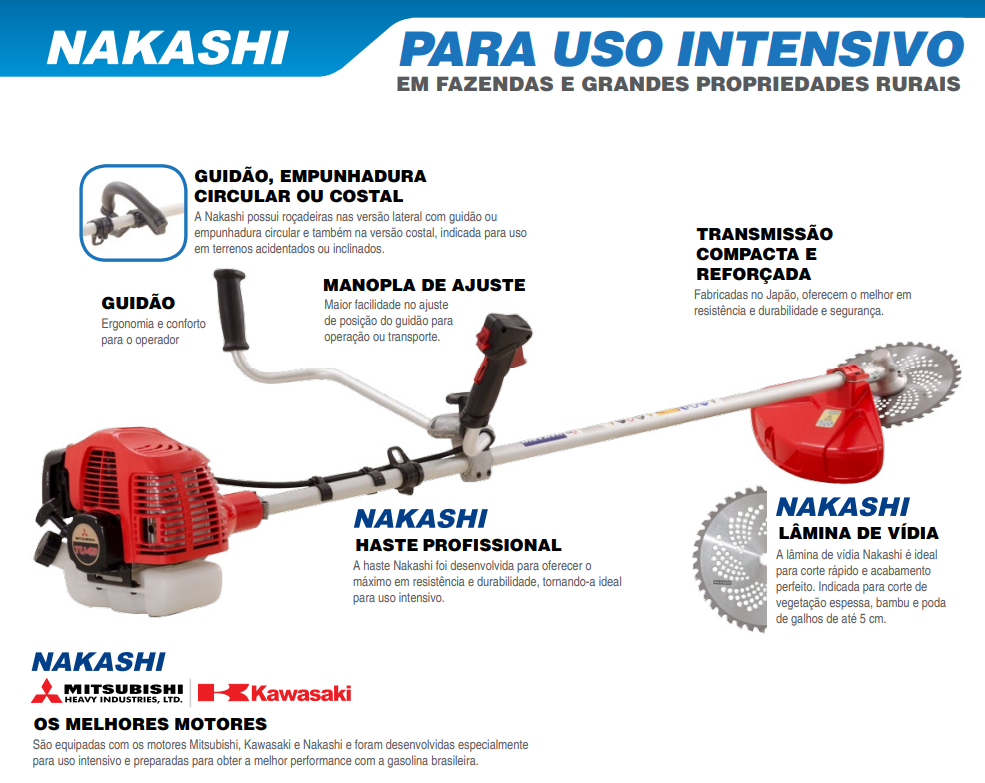 Roçadeira Nakashi T 270-N 25,4cc - a partir de R$2.087,91