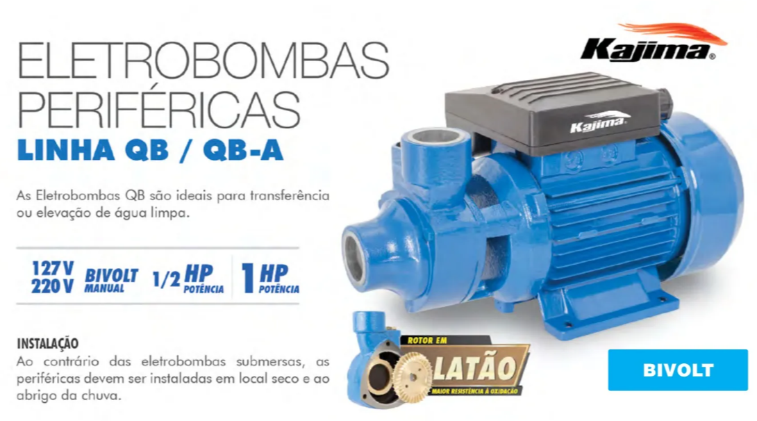 Eletrobomba Kajima QB 80A 1 HP Bivolt - a partir de R$395,91