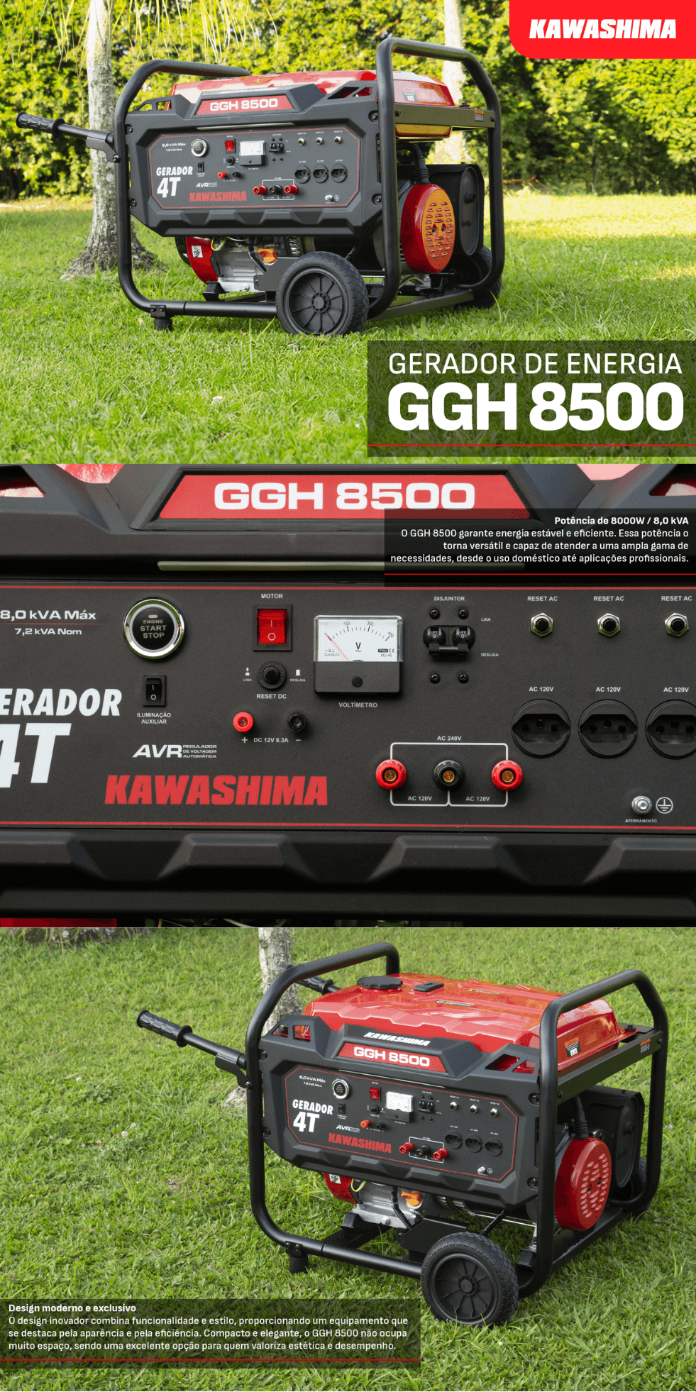 Gerador a Gasolina Kawashima GGH 8500 8000 W - a partir de R$5.246,91