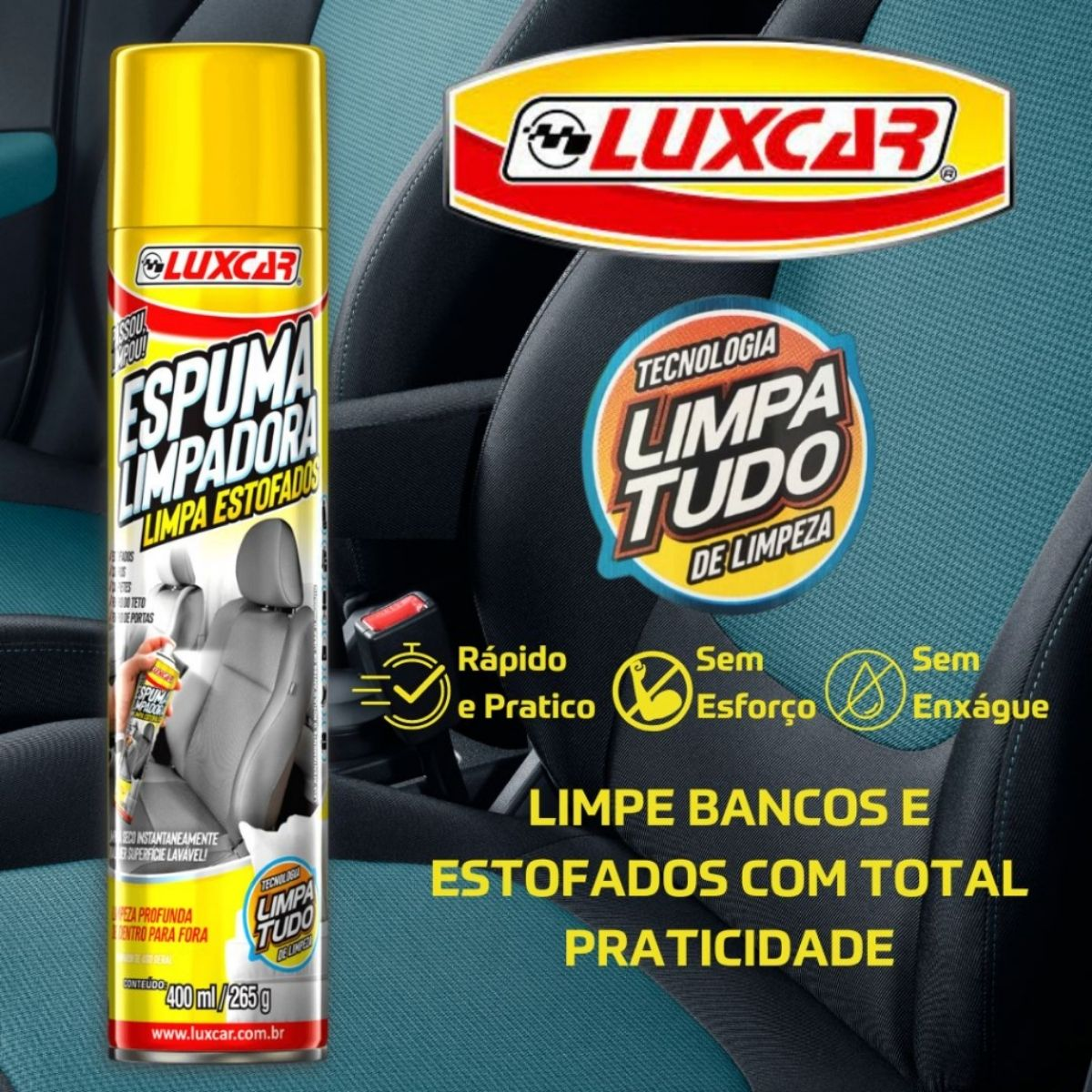 Espuma Limpadora Limpa Estofados Spray 400ml - Luxcar - a partir de R$20,80