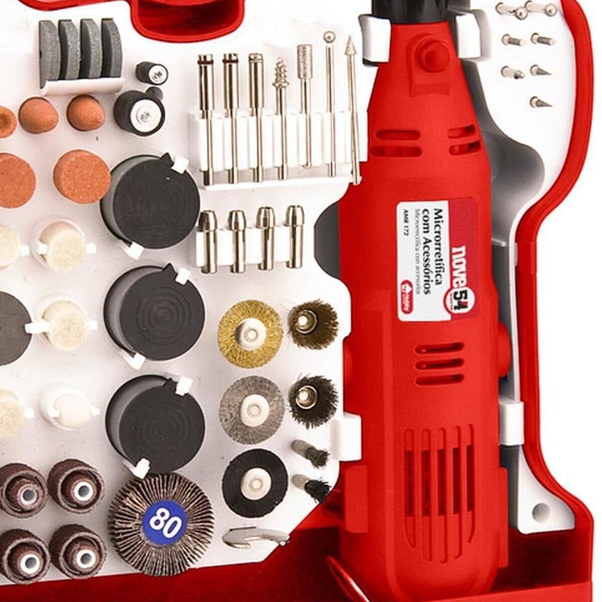 Micro Retifica Reta Comprar Micro Retífica 130W Completa com 172 Acessórios Profissional ...