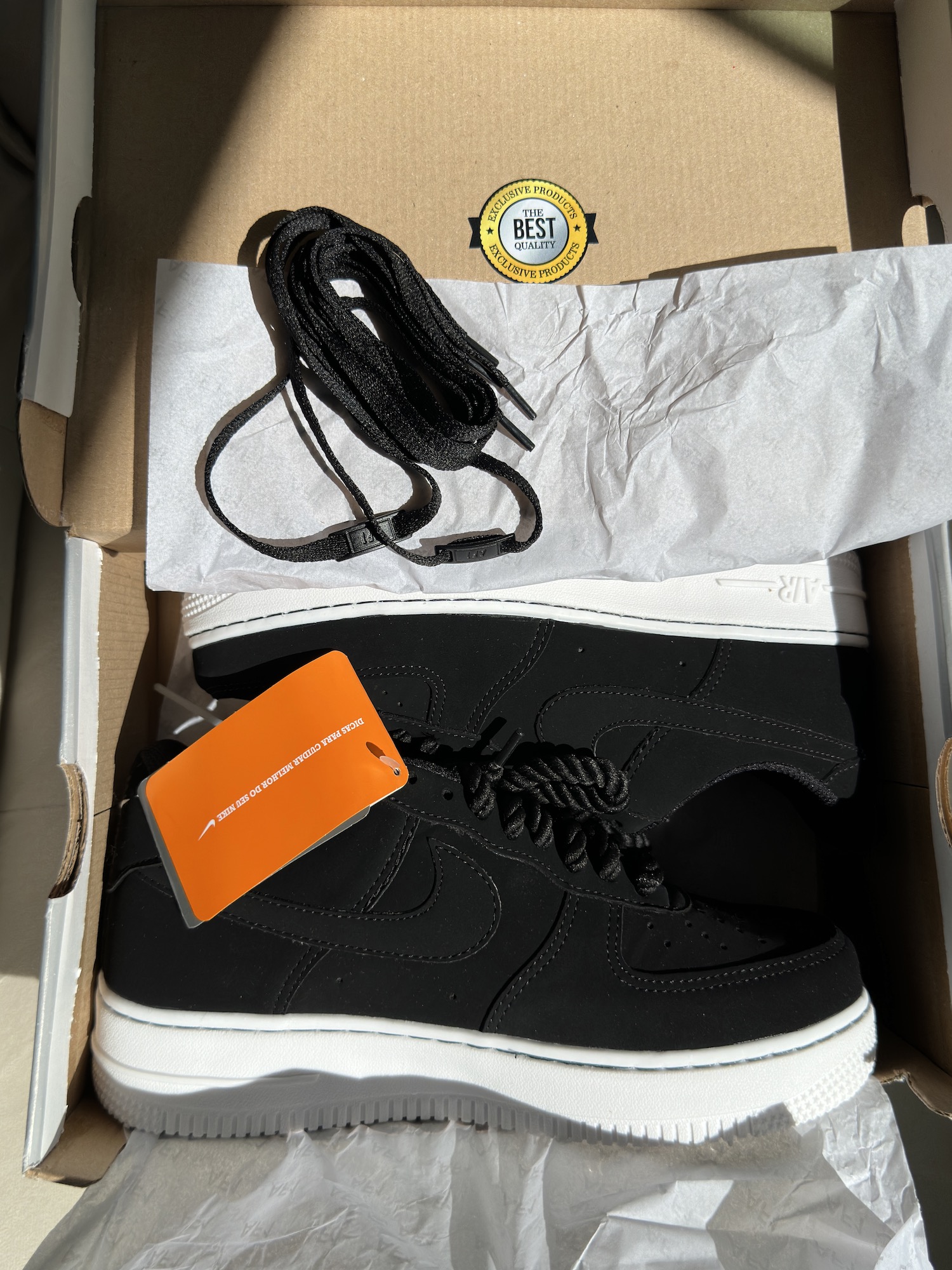 Zapatillas Nike Air Force One Negras Gamuza AF1 Preto Nobuck