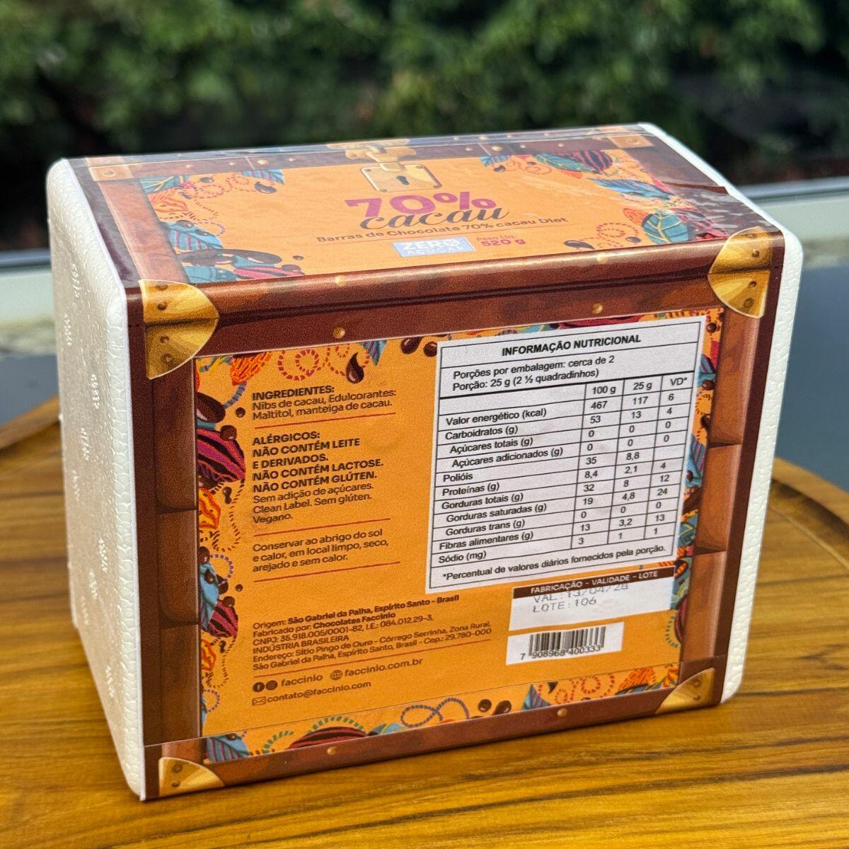 Comprar Chocolates 70% Artesanal Zero Açúcar Zero Lactose Diet