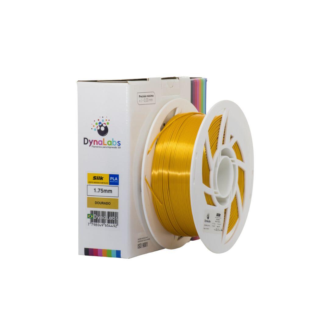 Filamento PLA Silk Dynalabs - Dourado - 1.75mm 1Kg - a partir de R$181,90