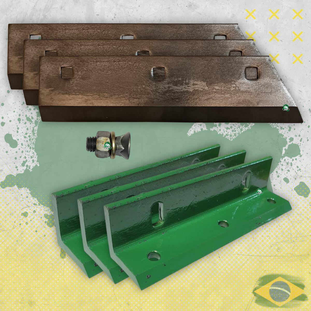 JOGO FACA PP47 + SUPORTE + PARAFUSO DA FACA - JVF PEÇAS AGRÍCOLAS