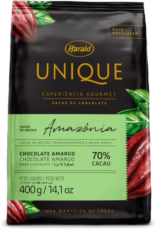 Comprar Chocolate Amargo 70 Harald Unique Amazônia Gotas 400g Real