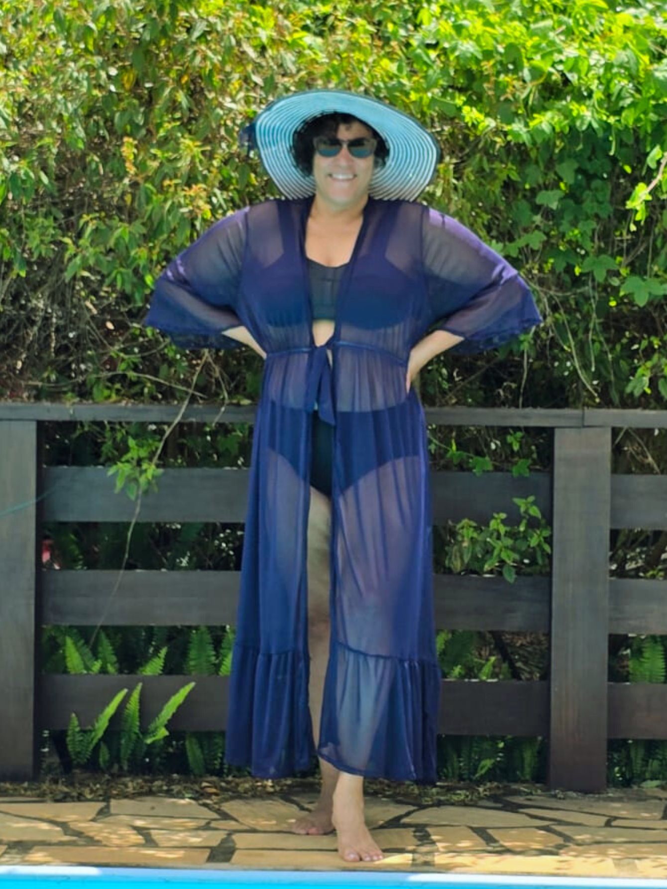 saida de praia longa estampado Azul Marinho a partir de R$71,24 - Main Image