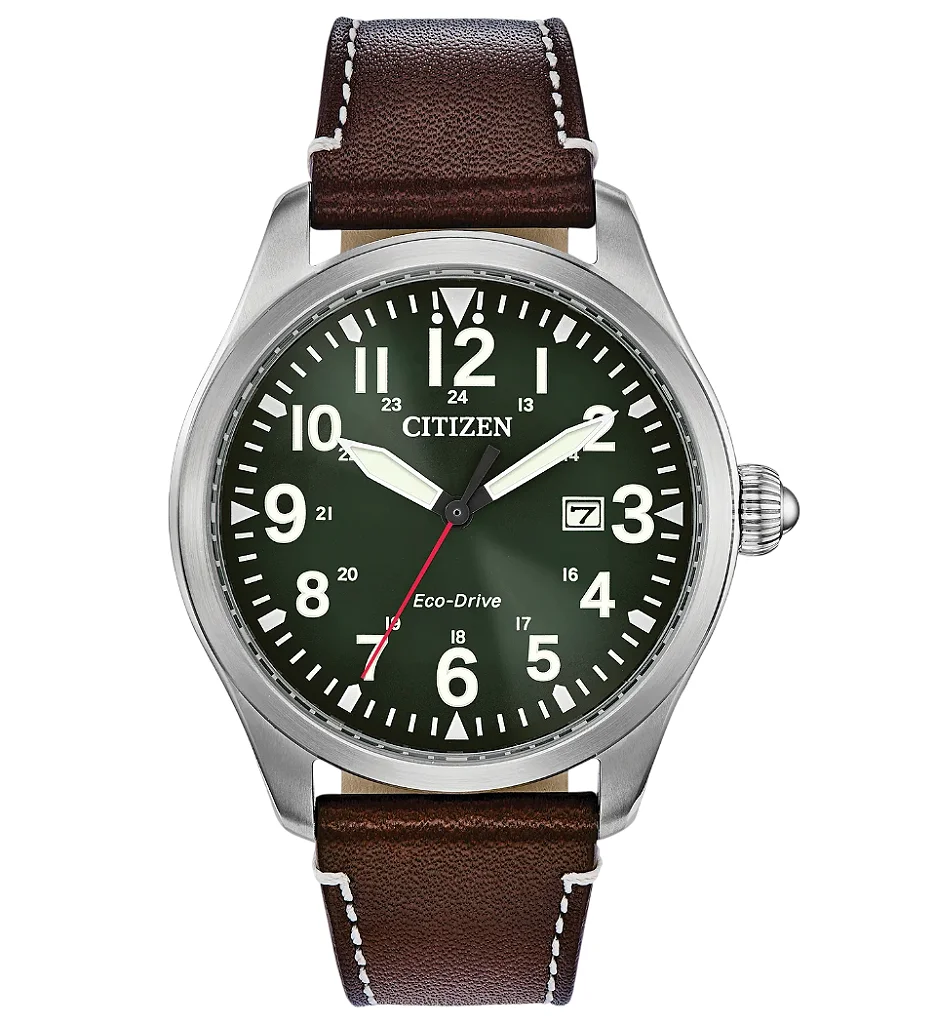Comprar Relógio Citizen Chandler Military Eco-Drive Verde Couro