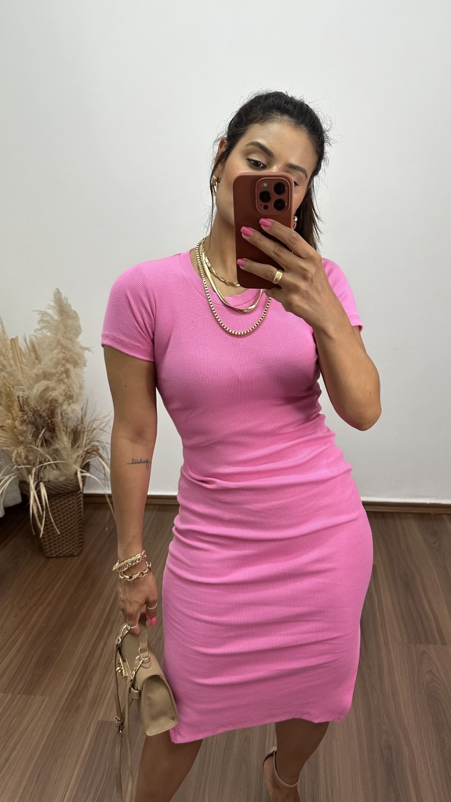 VESTIDO CANELADO DE MANGUINHA (PACOTE COM 10 PEÇAS)