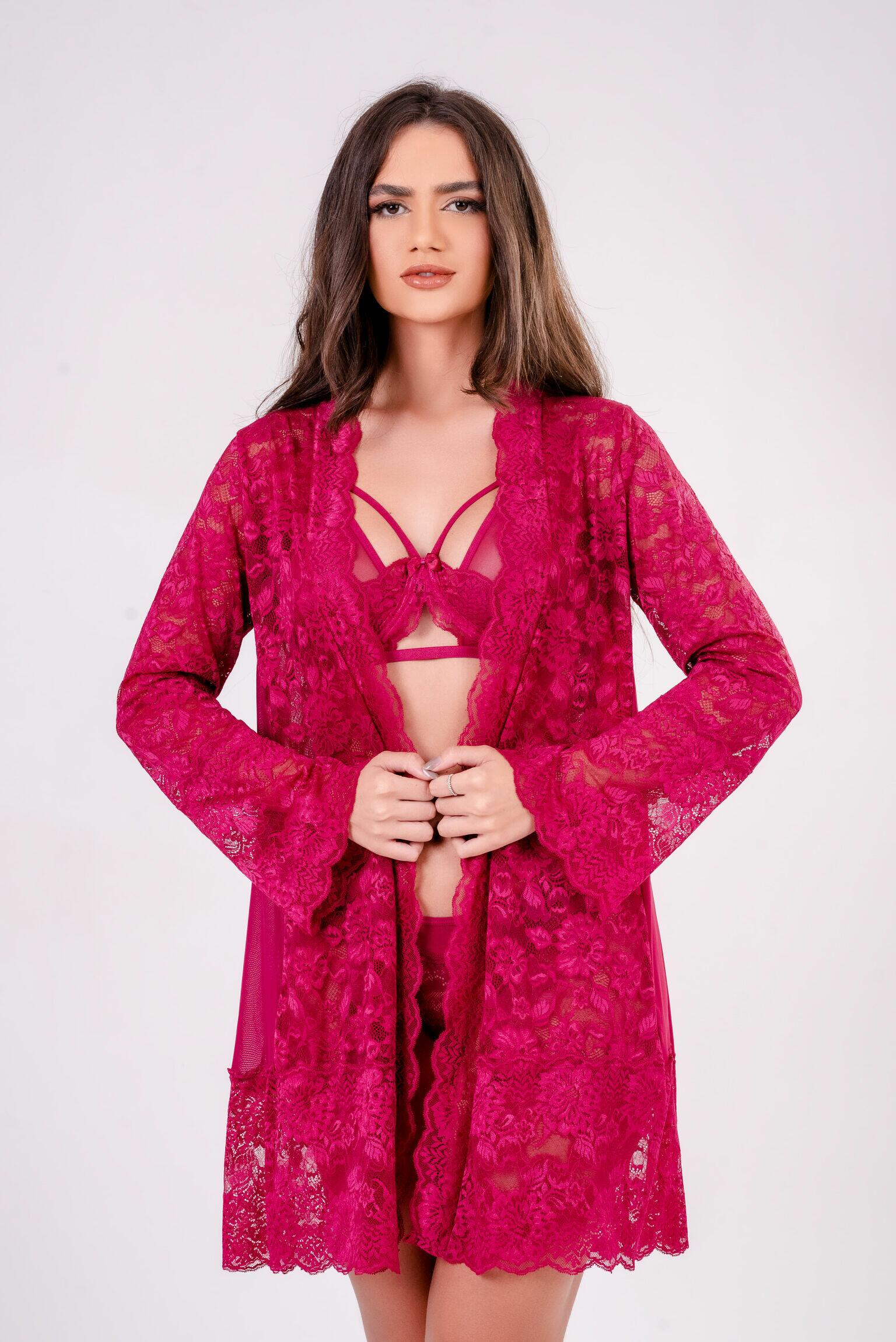 Robe Rendado com Detalhes em Tule