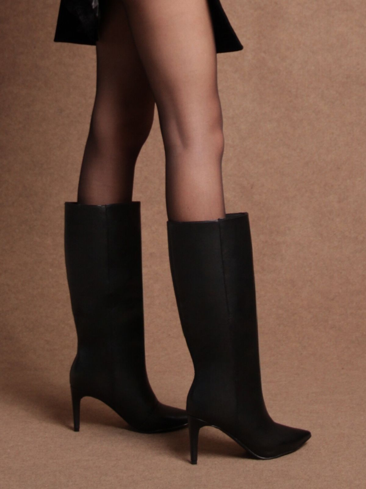 Knee Bota Salto Fino Preta Salto Fino Over The Knee CamurÃ§a Bico