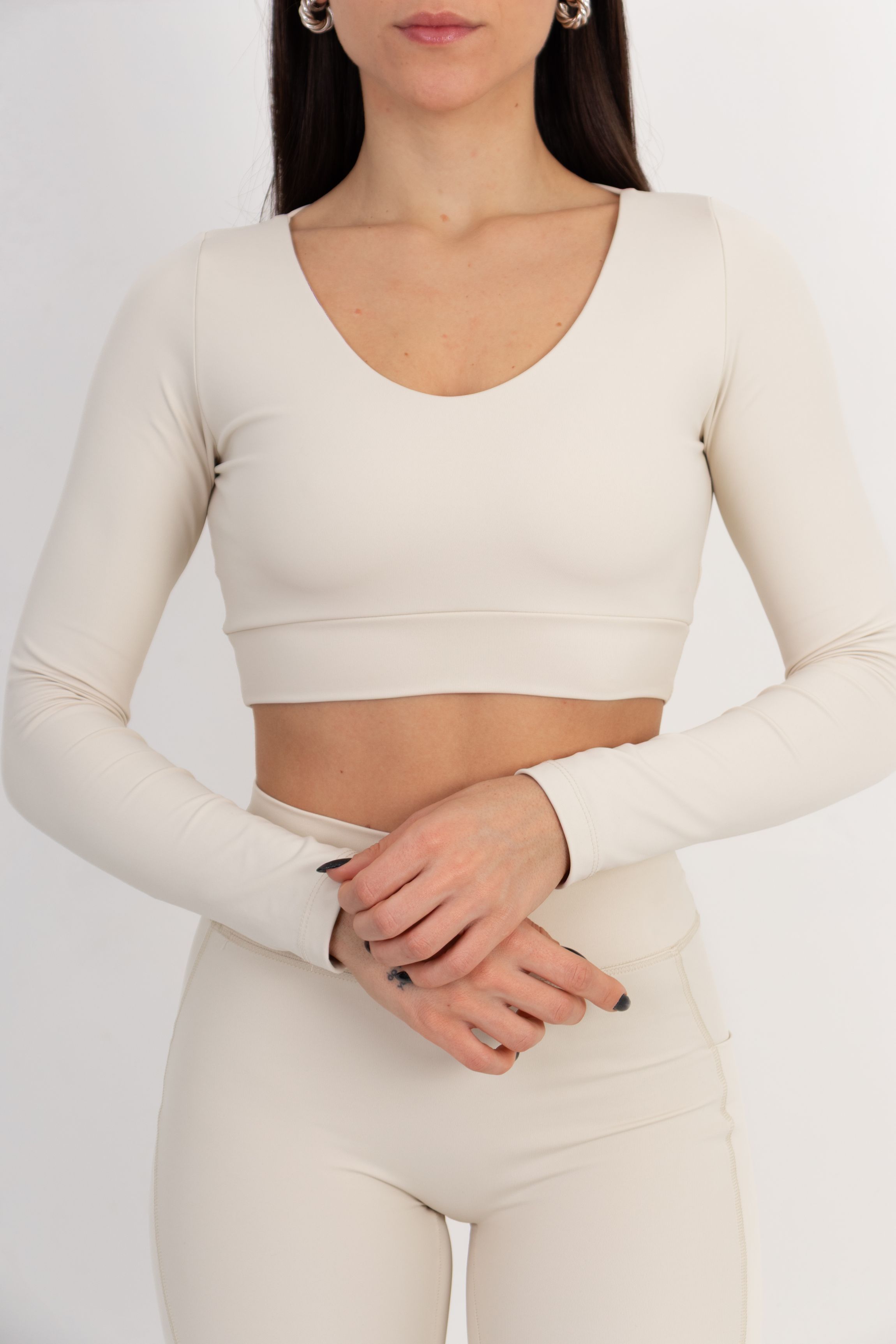 Cropped Manga Longa Off White - foto 1