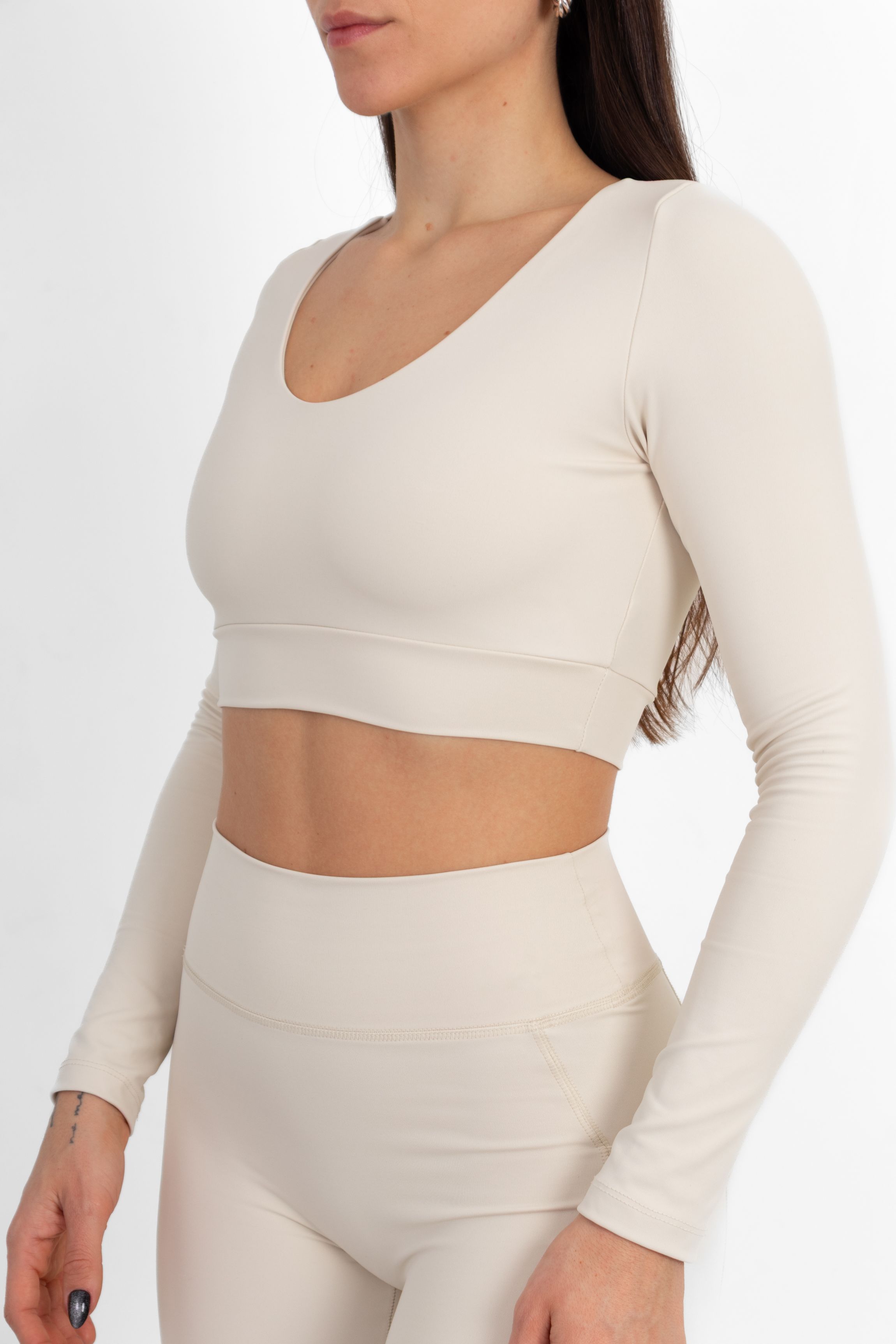 Cropped Manga Longa Off White - foto 3