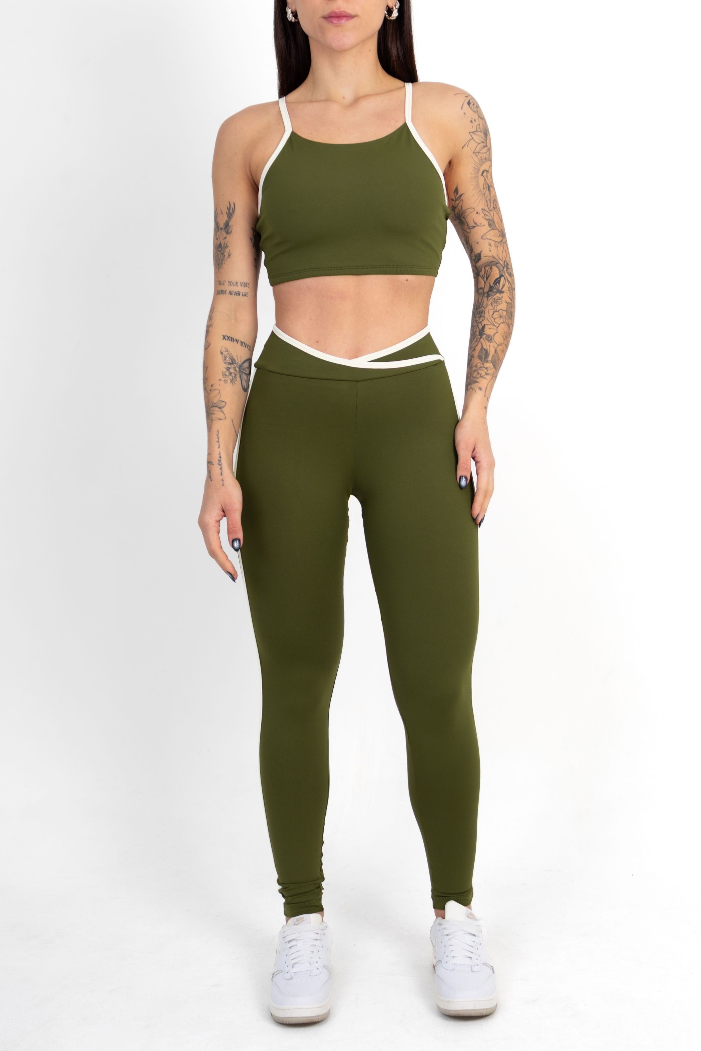 Conjunto Top e Legging Cross Verde Militar - foto 1