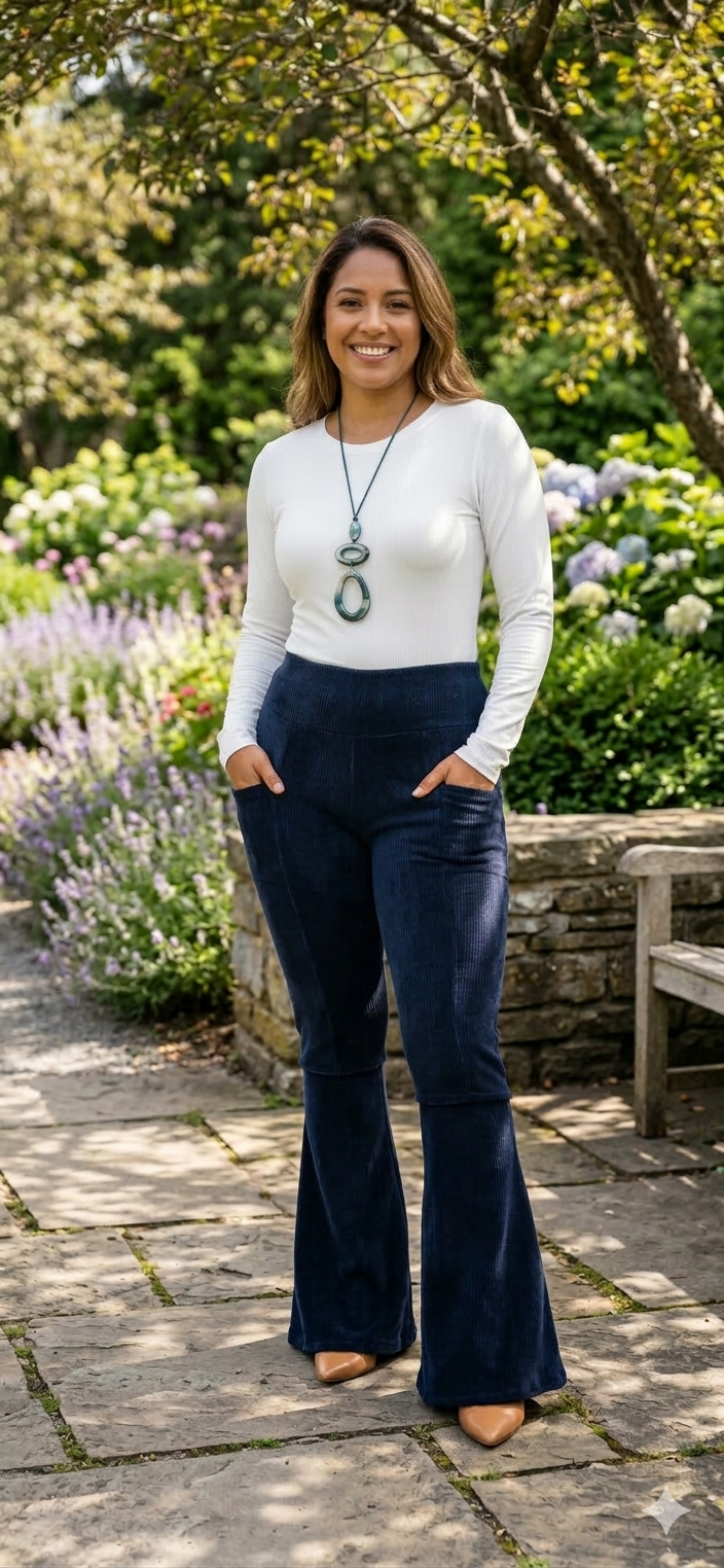 Comprar Calça Flare com Bolso Frontal em Veludo Cotelê - a partir