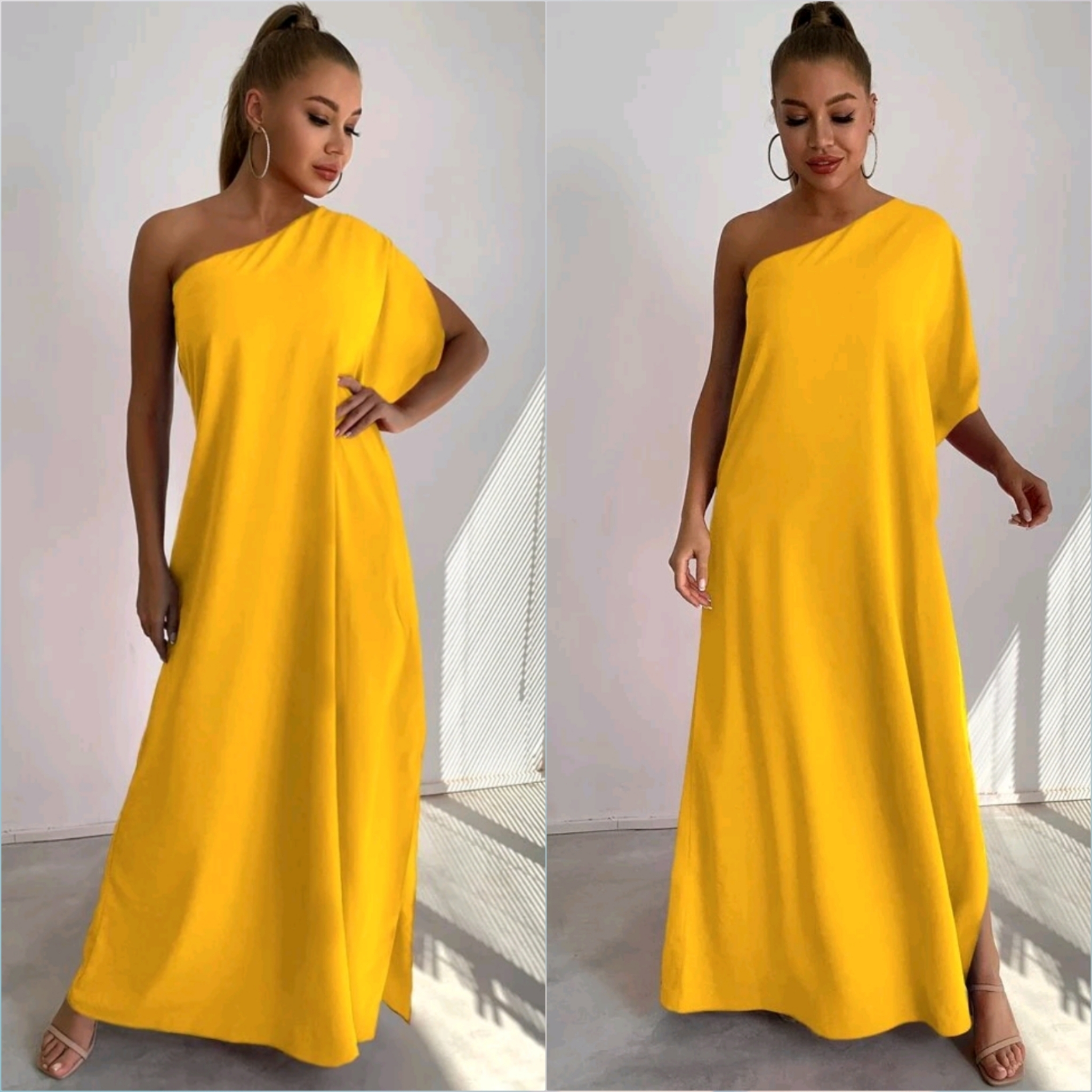 Comprar Vestido Maxi com um ombro só e manga com fenda a partir