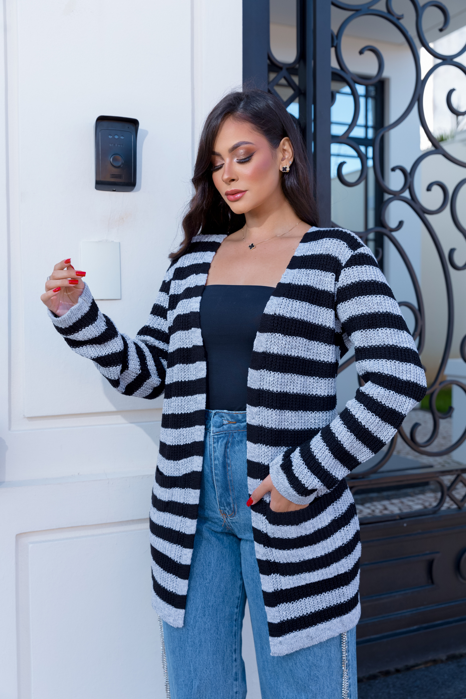 Outerwear Kimono De Tricot Feminino Longo Casaco Feminino Kimono