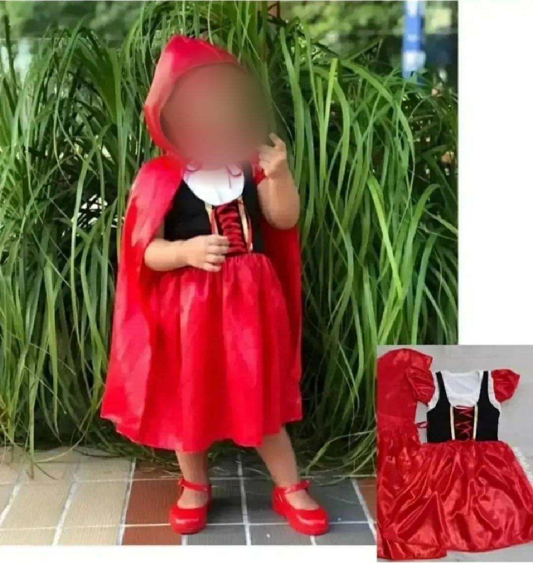 Fantasia Chapeuzinho Vermelho infantil festa aniversário carnaval  P-1a2anos