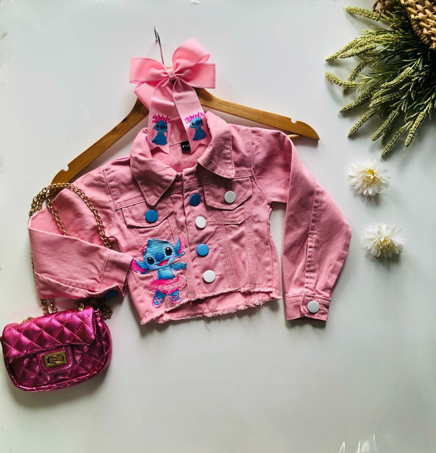 Comprar Jaqueta Jeans Infantil Pink Stitch com Bordado RD kids