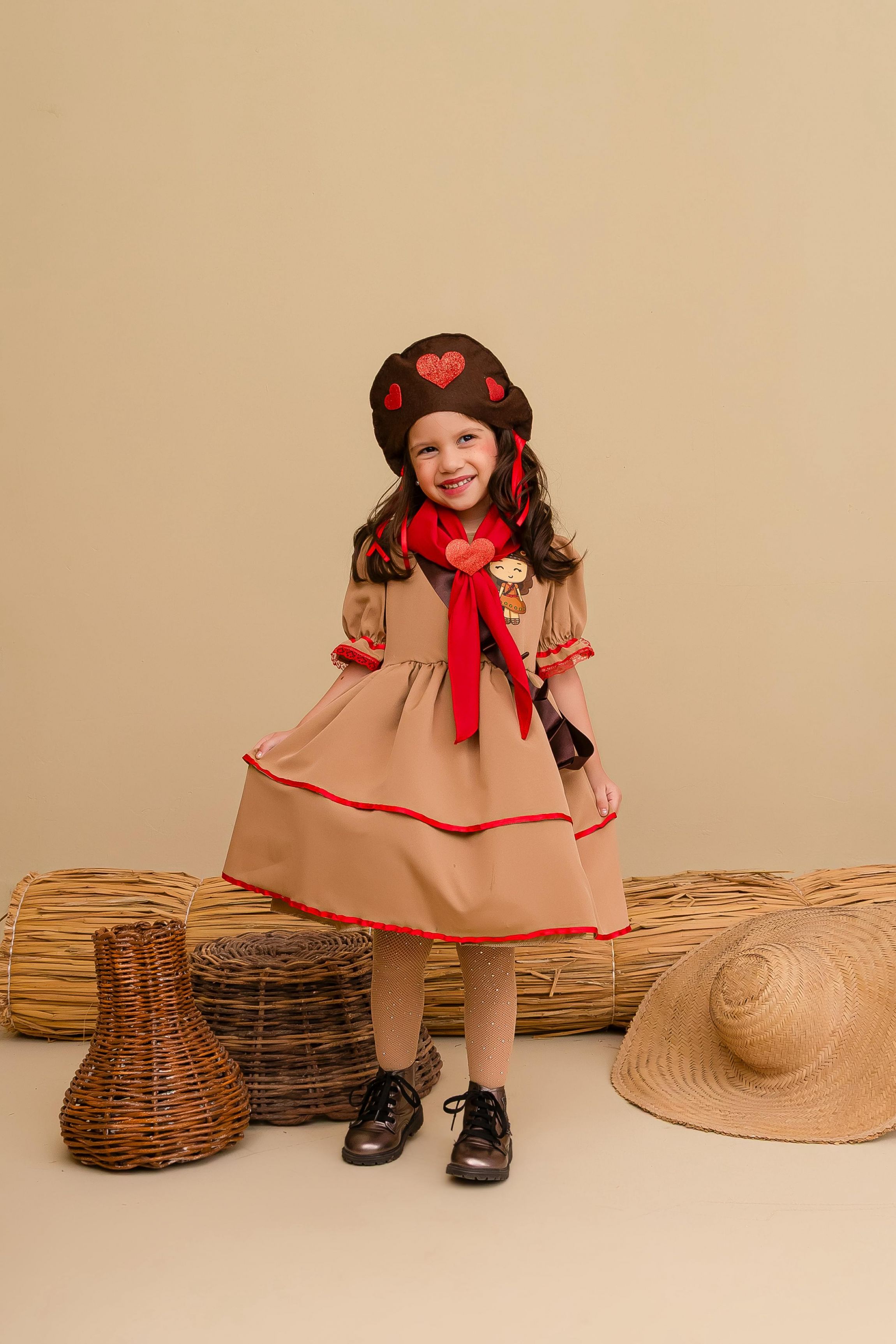 Vestido Junino Maria Bonita Cangaceira Luxo Infantil Raízes do Sertão  P-2anos