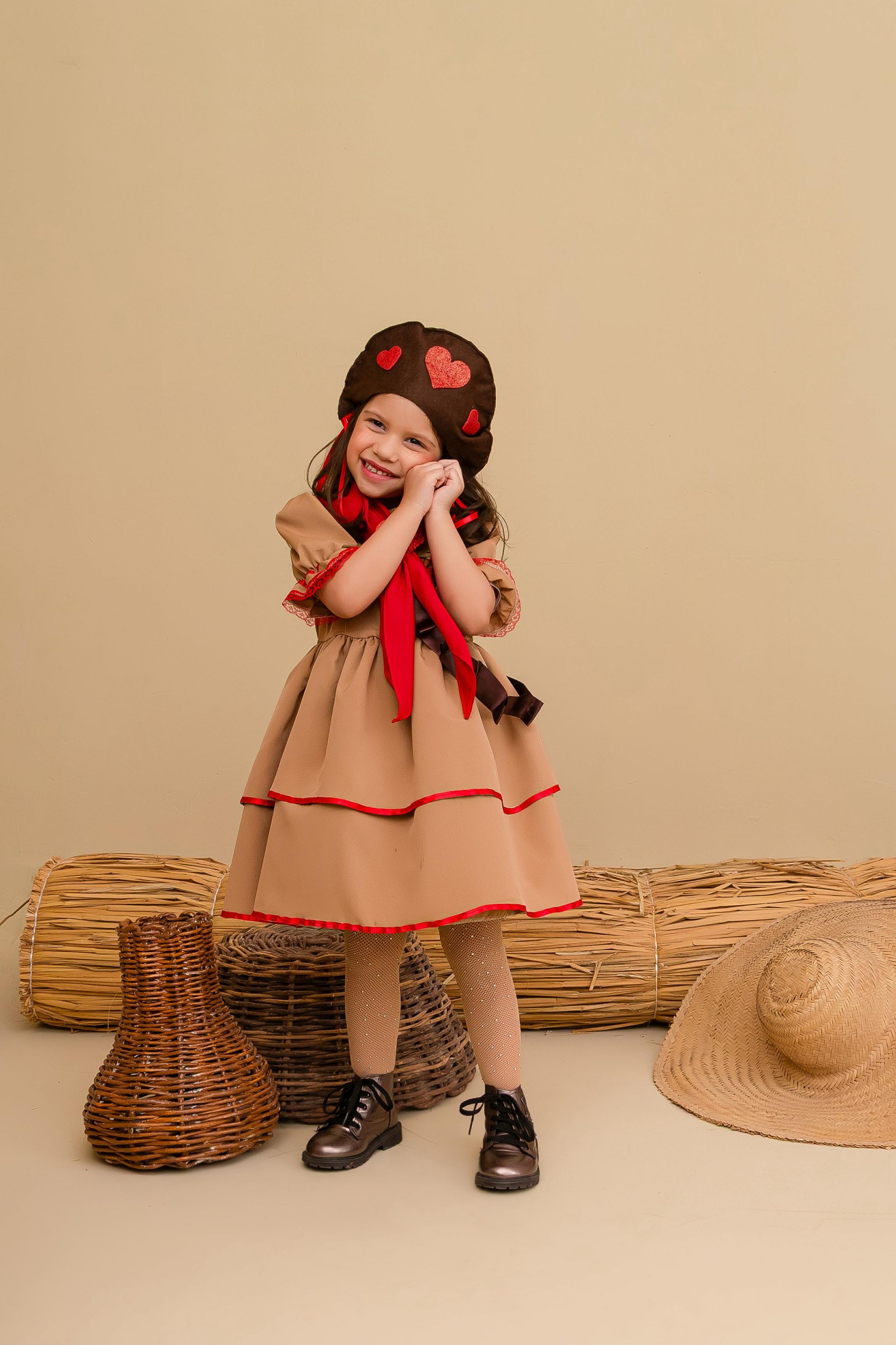 Vestido Junino Maria Bonita Cangaceira Luxo Infantil Raízes do Sertão  P-2anos