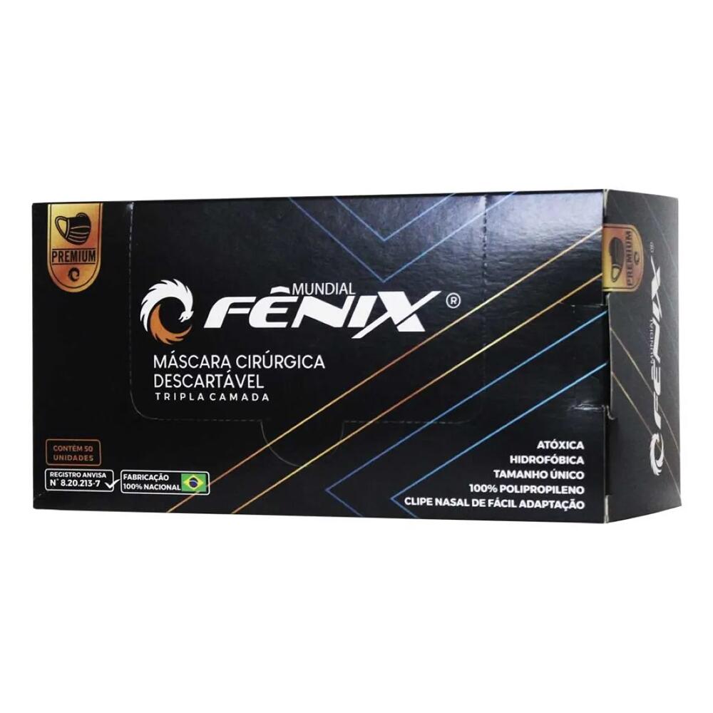 Comprar Máscara Cirúrgica Tripla Camada Descartável Fênix Preta 50