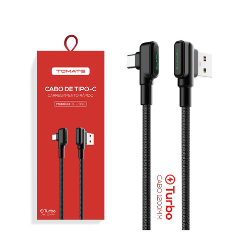 Comprar CABO USB TIPO C 90º 1.20CM TOMATE TC208C