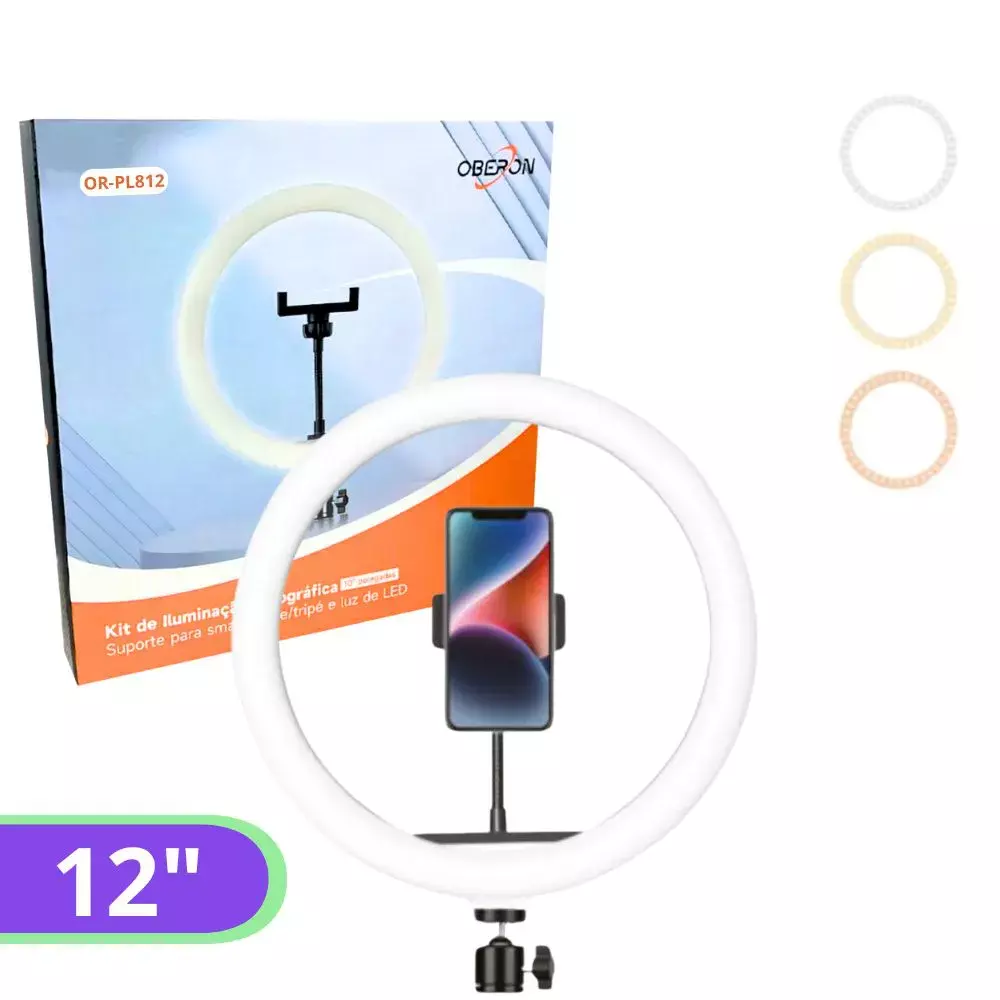 Comprar RING LIGHT 12' OBERON + TRIPÉ PL21SC DUPLA ILUMINAÇÃO ORPL812