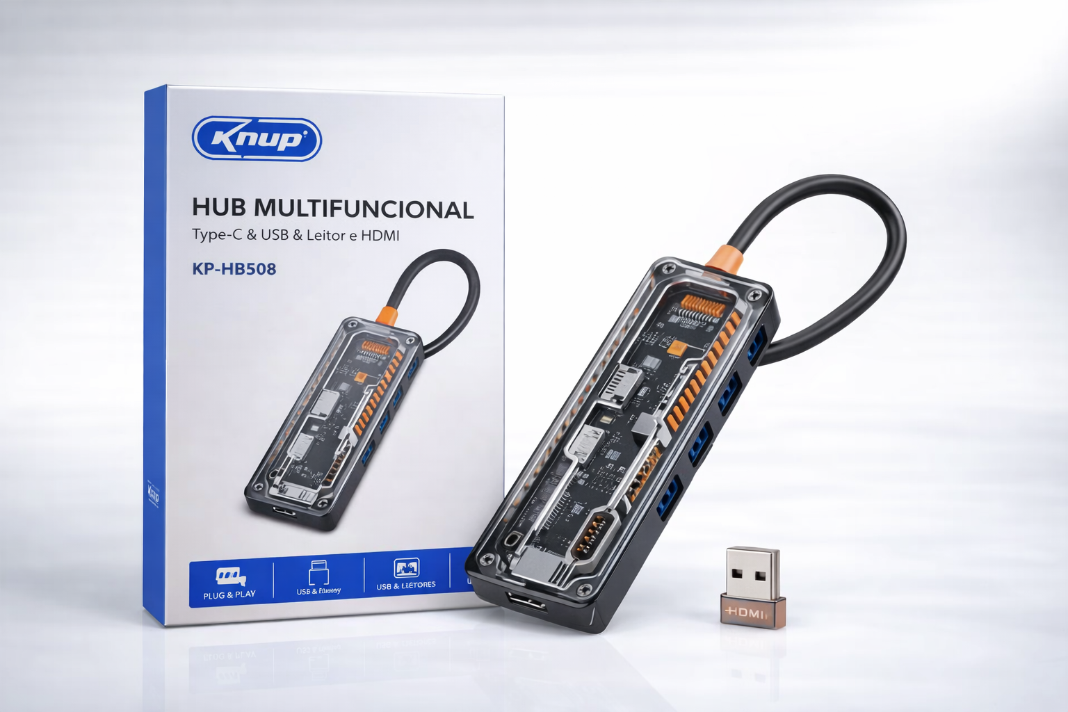Comprar HUB MULTIFUNCIONAL TYPE C LEITOR CARTÃO E HDMI KPHB508