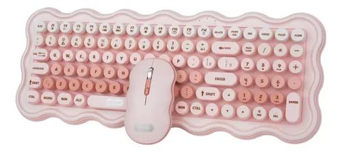 Comprar KIT TECLADO + MOUSE SEM FIO & BLUETOOTH ROSA MULTIMIDIA