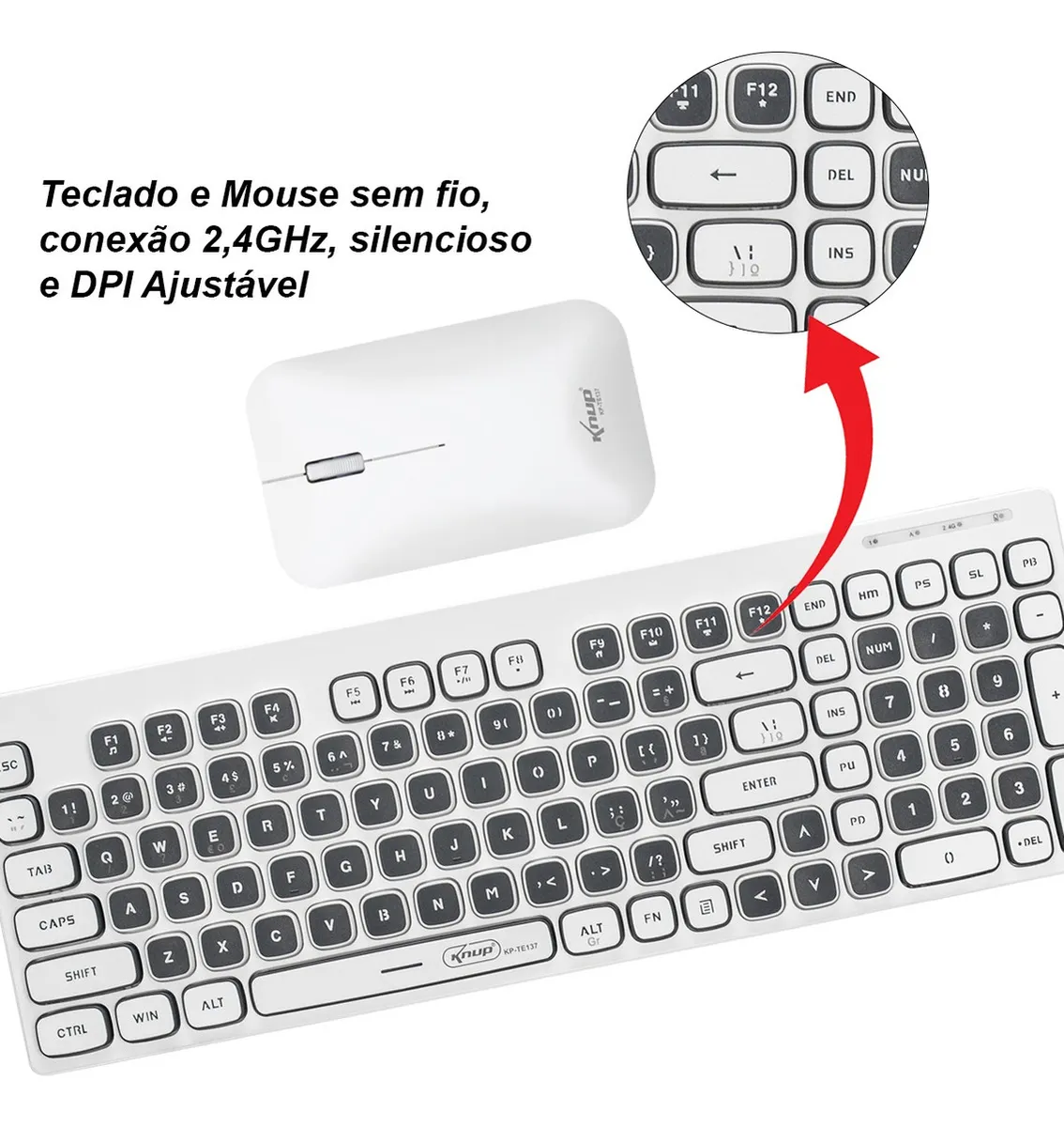 Comprar KIT TECLADO SEM FIO + MOUSE KNUP MEMBRANA KPTE137