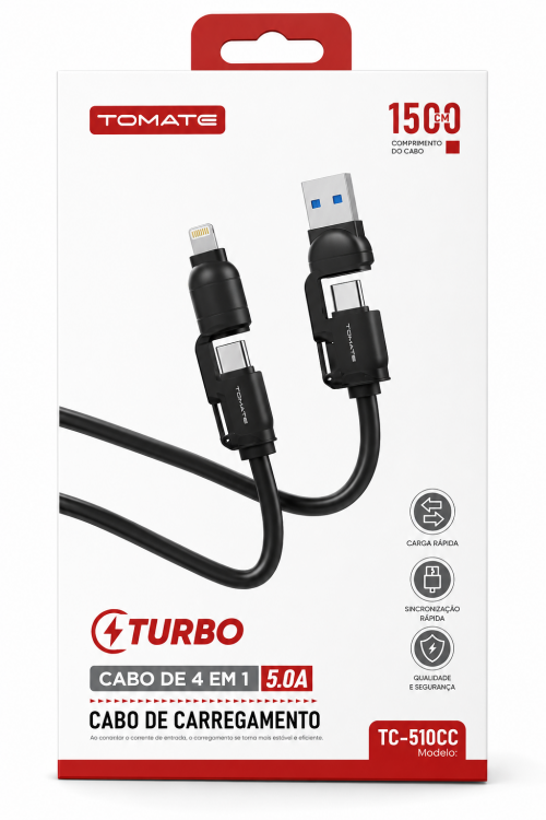 Comprar CABO TURBO 4 EM 1 5.0A TOMATE TC-510CC