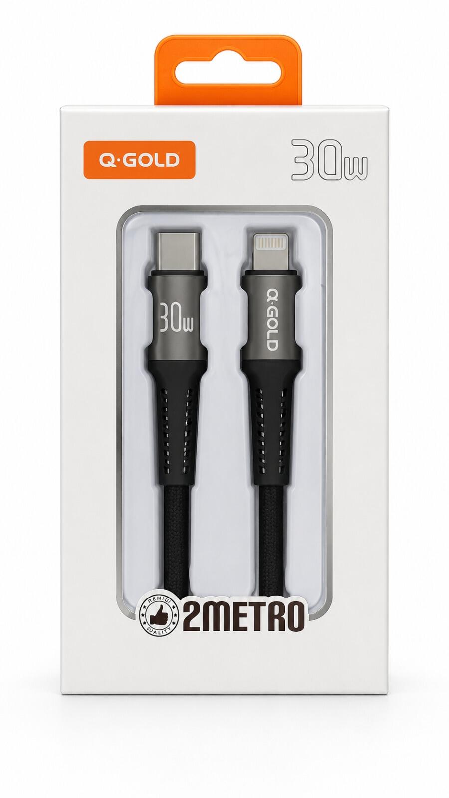 CABO DE DADOS A'GOLD IPHONE X TIPO-C TURBO 30W 2M TRANCADO CB68