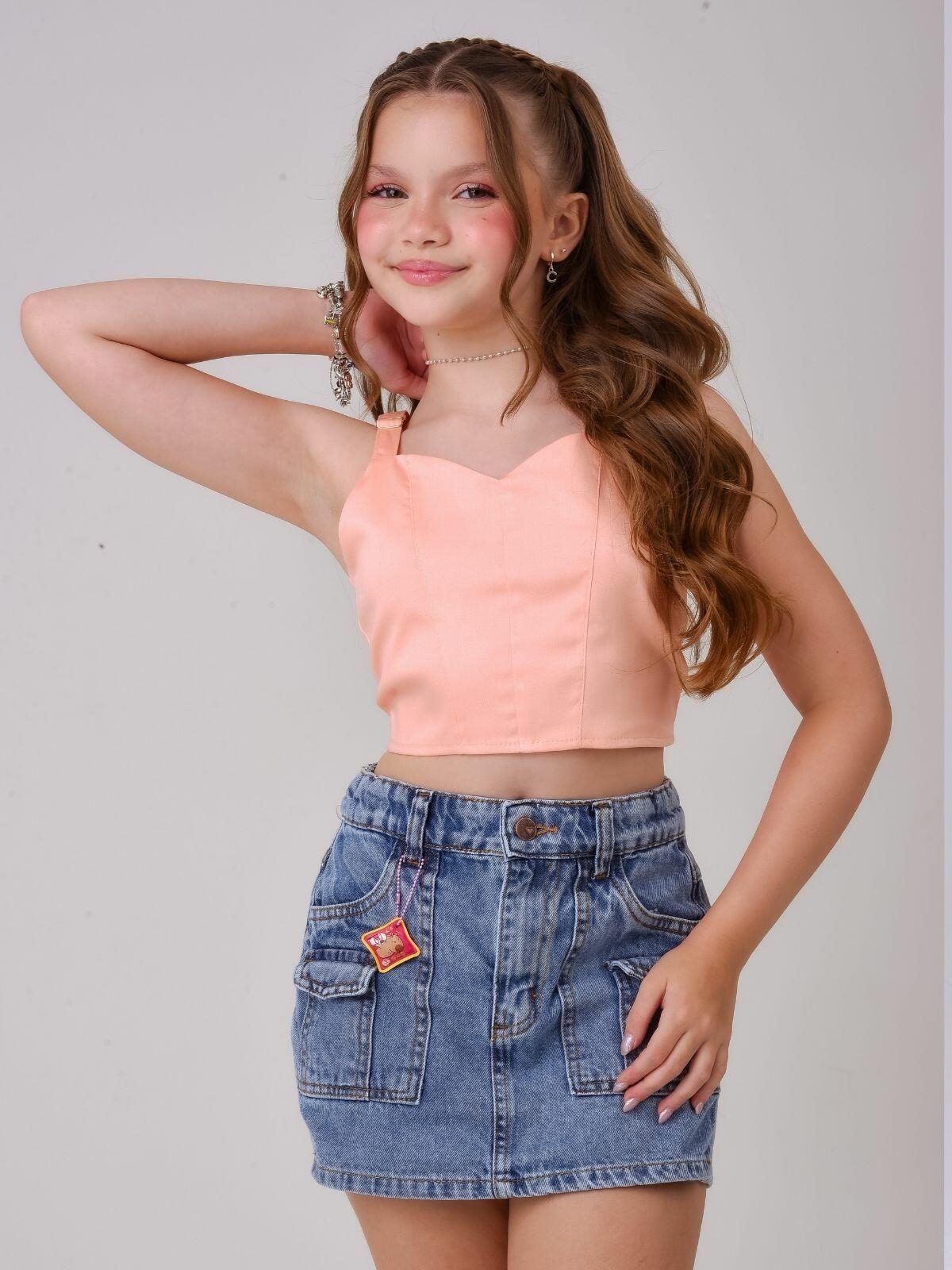 Conjunto DMC Linear Fashion Short-saia Jeans