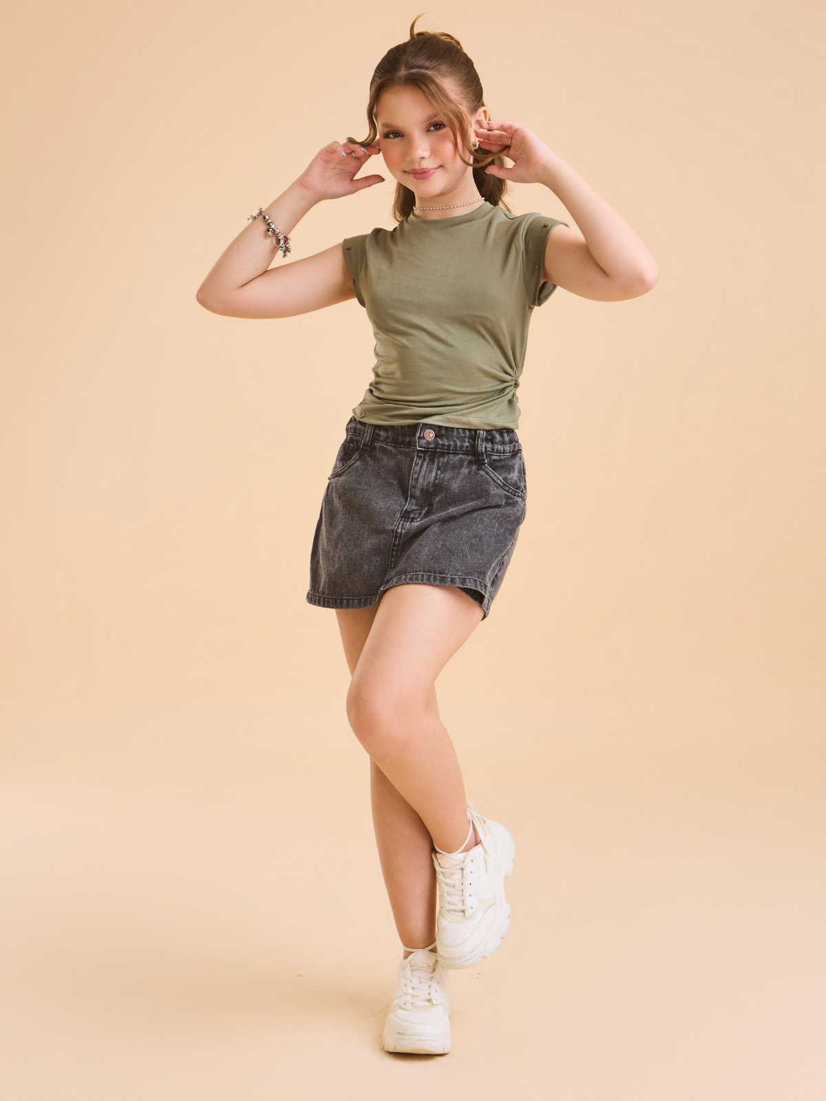 Conjunto DMC Essência Dasmocinhas Short-saia Jeans