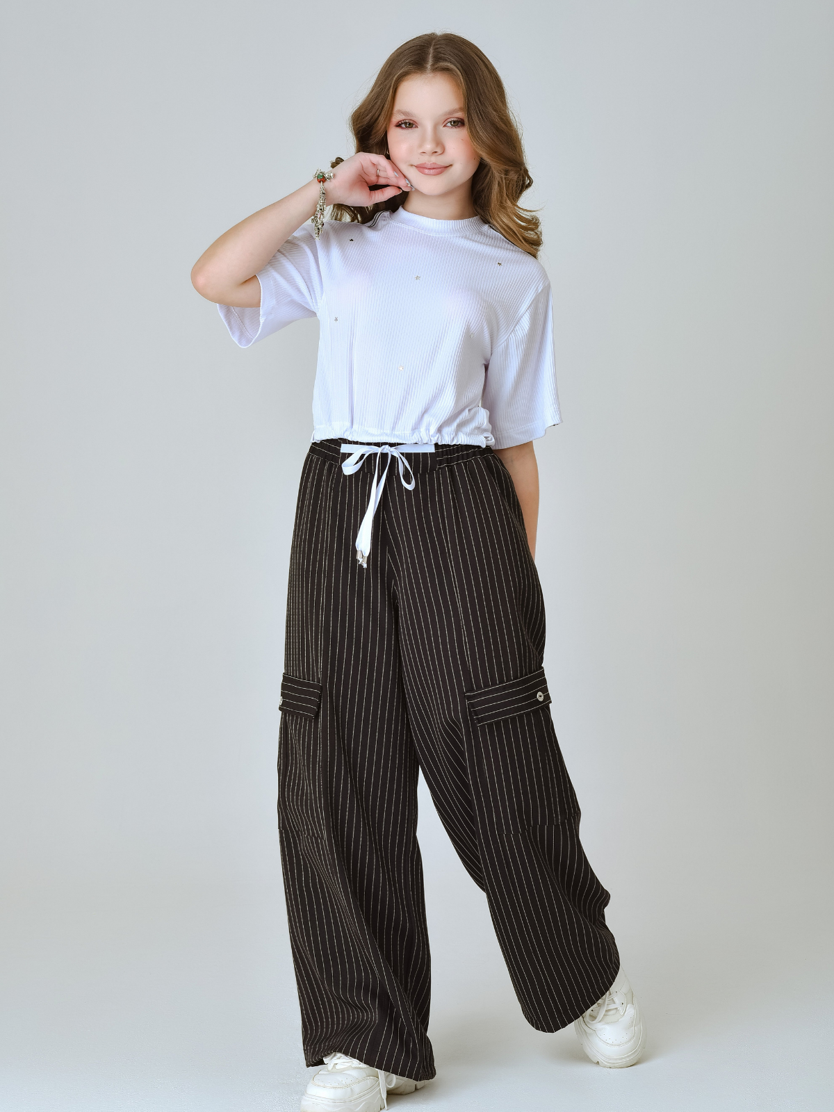 Conjunto Premium Daily Chique Calça Risca de Giz Preto