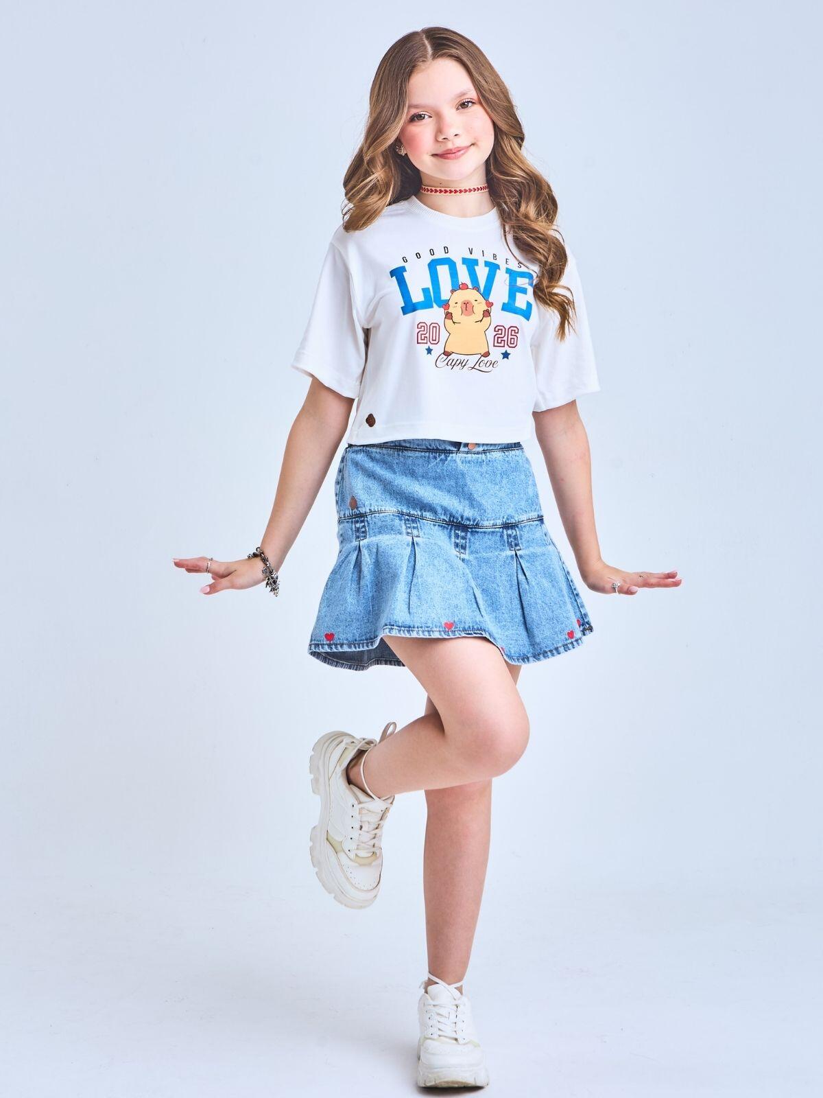 Conjunto DMC LOVE Saia Jeans
