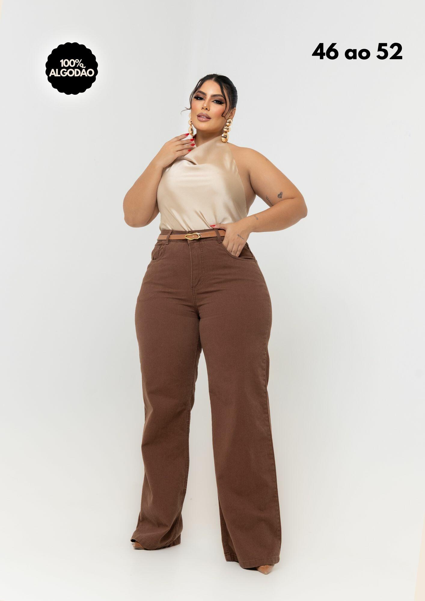 Comprar 17932 Wide Leg Plus Marrom + Cinto