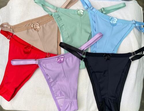 CALCINHA FIO DUPLO BIANCA COM REGULAGEM (PILOAMIDA) - Imagem 5