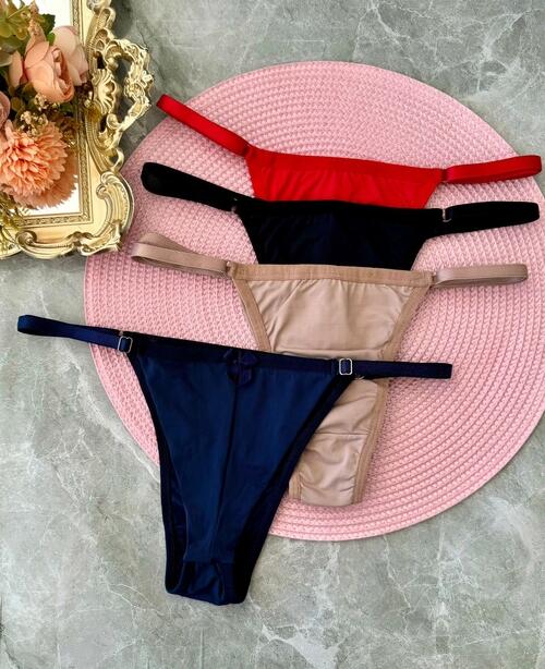 CALCINHA FIO DUPLO BIANCA COM REGULAGEM (PILOAMIDA) - Imagem 2