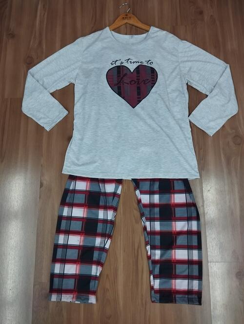 PIJAMA FEMININO DE CALÇA MESCLA (MALHA) ADULTO