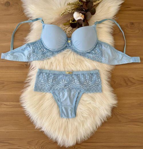 CONJUNTO LUANE TANGA (MICROFIBRA/RENDA)